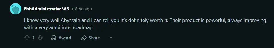 Abyssale reddit comment