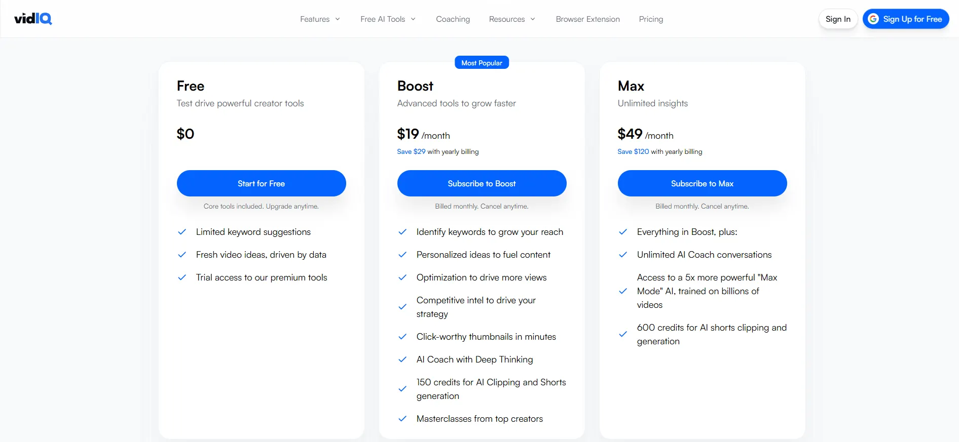 video optimization tool vidIQ pricing