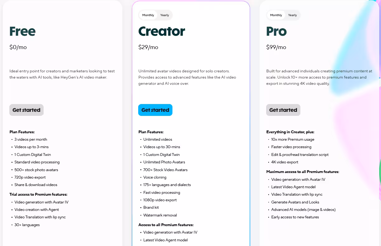 heygen pricing individual