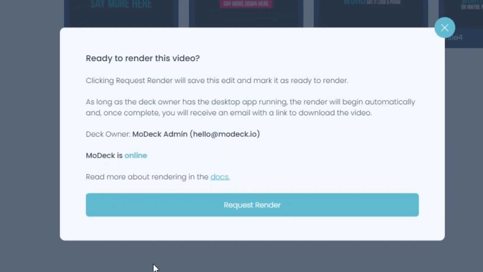 local rendering in modeck