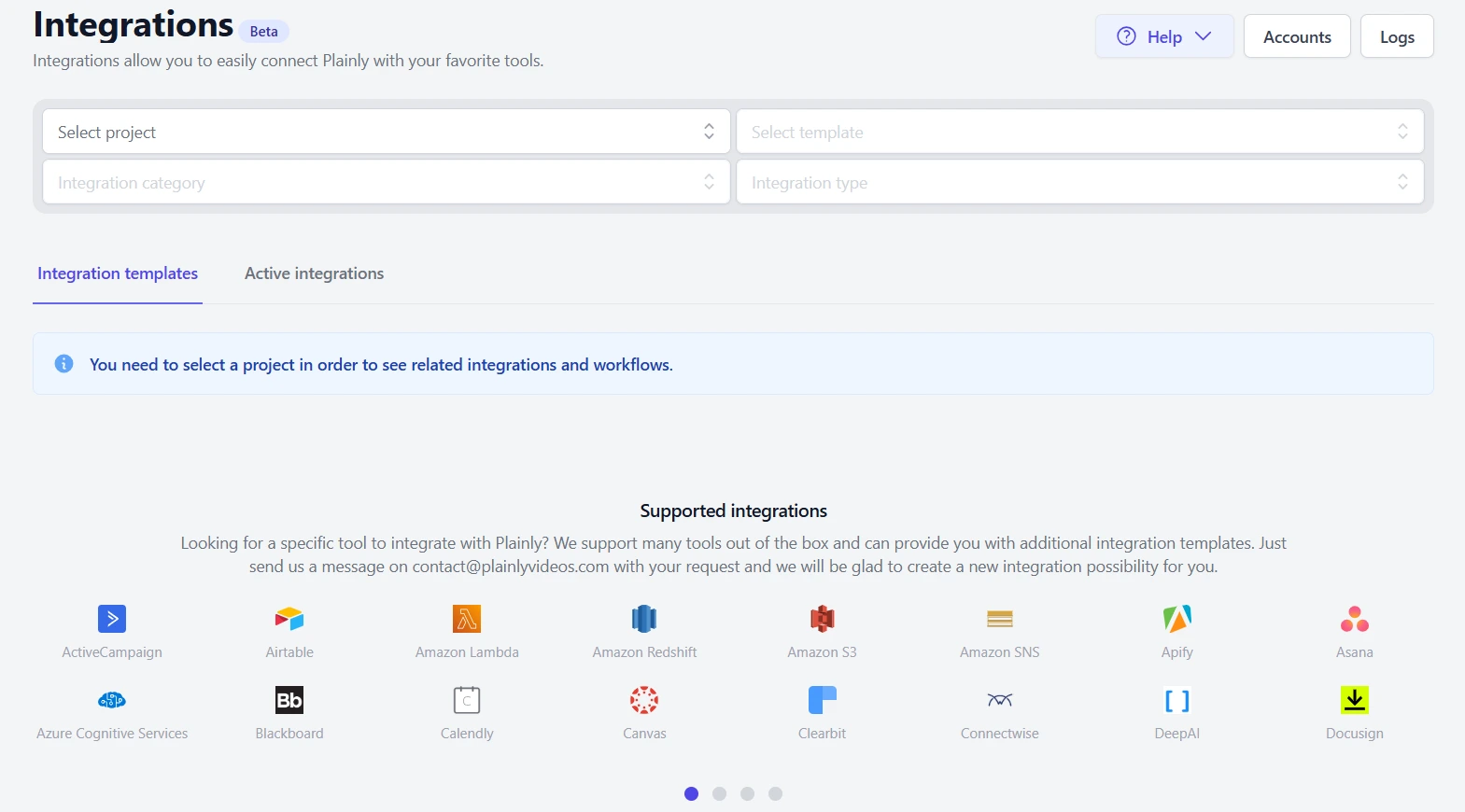 integrations for plainly videos