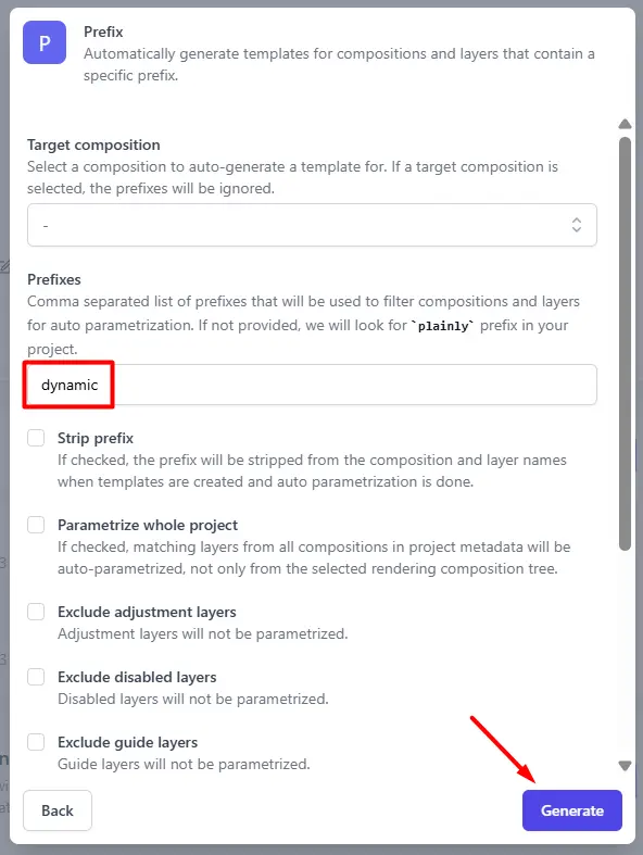 auto generate template with prefix