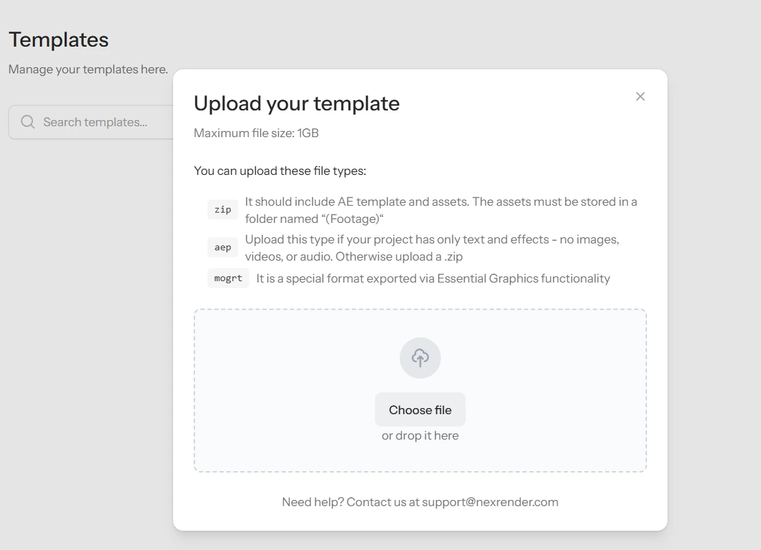 Upload your template in Nexrender cloud