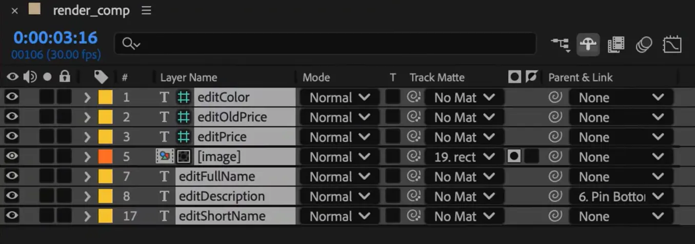 setup dynamic layers in after effects