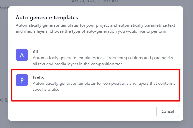 auto-gemerate template with prefix