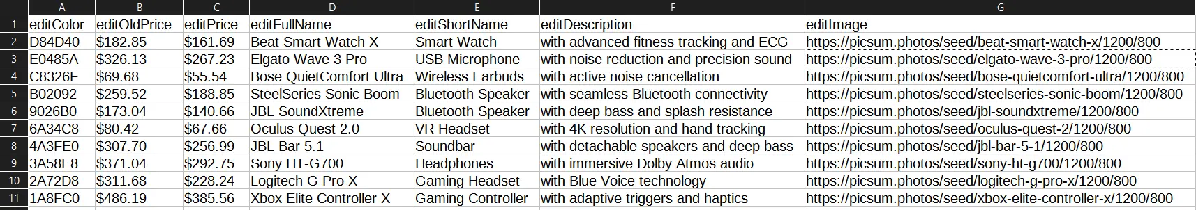 csv example