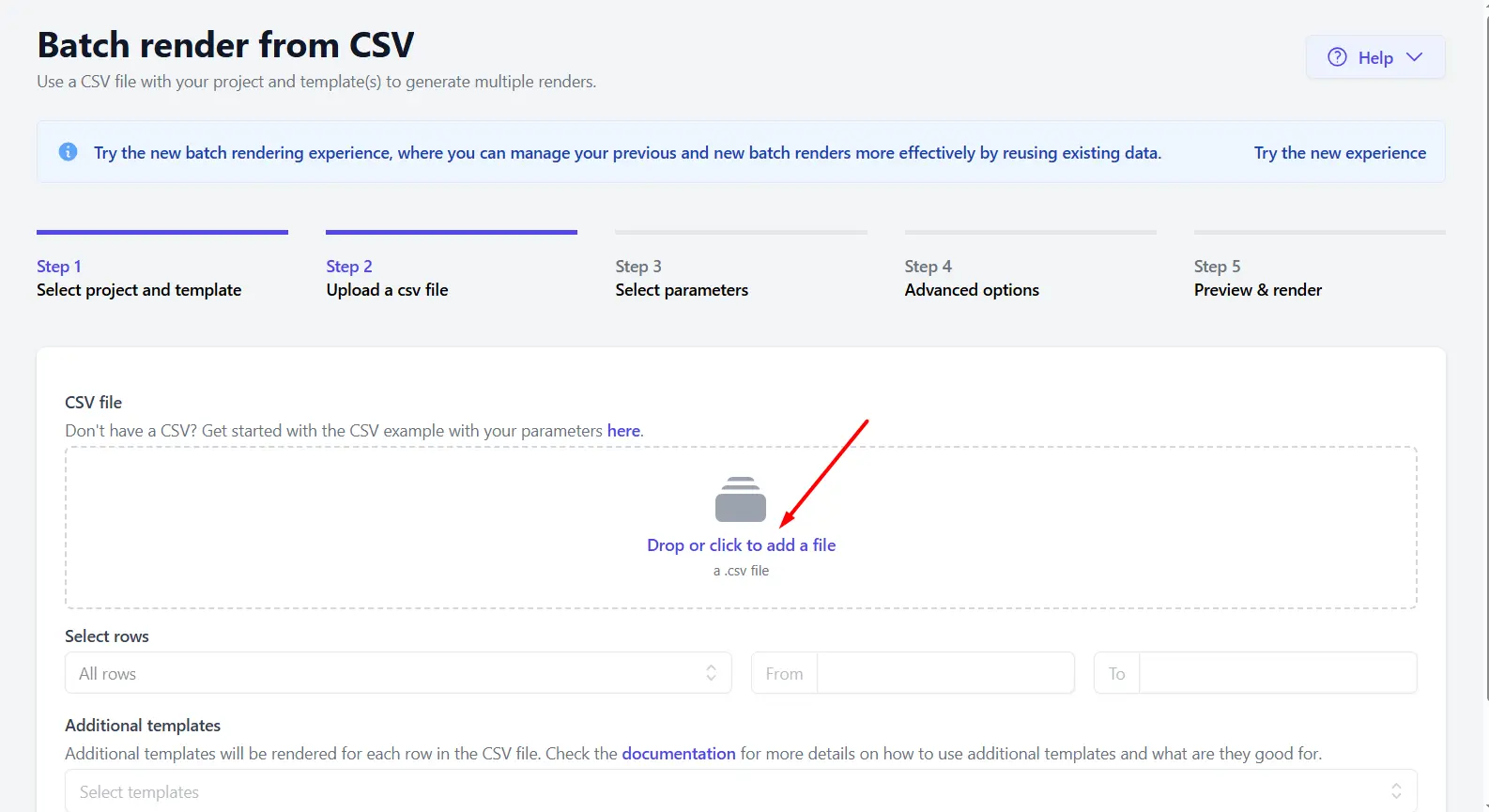 Upload your csv for batch rendering