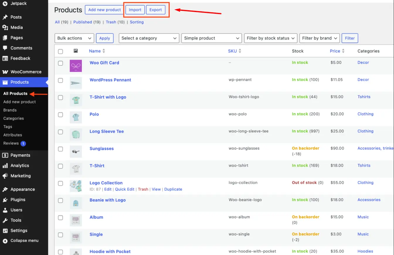 export woocommerce product feed