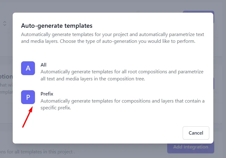 prefix option for template generation