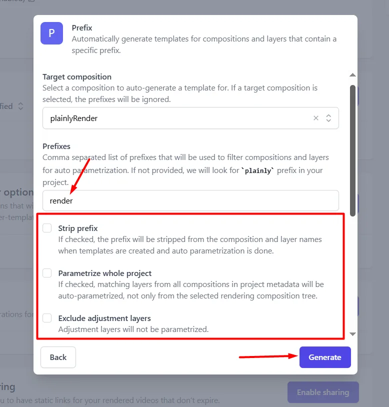 settings for prefix auto generation