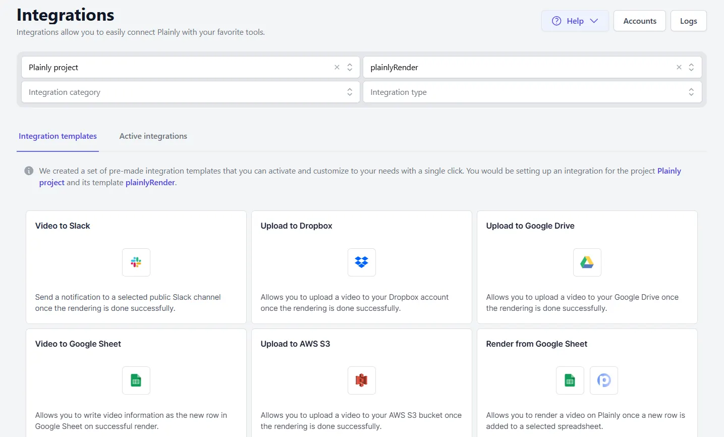 Plainly Videos integrations