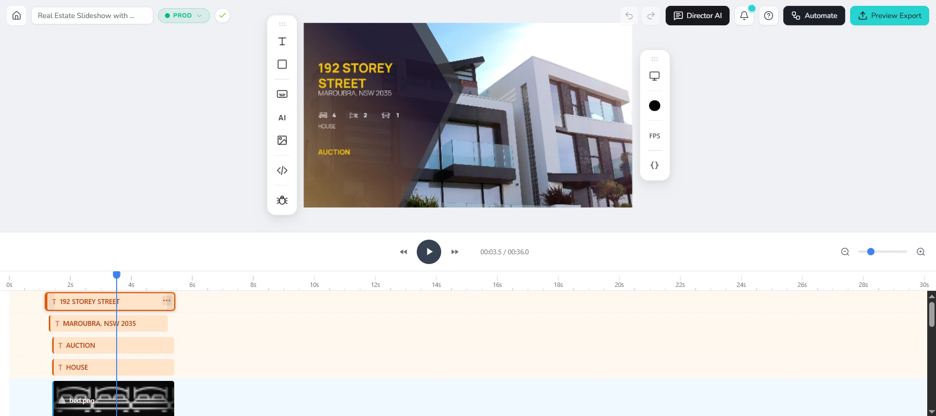 Shotstack web-based editor