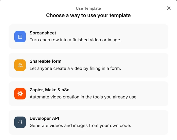 Ways to use your templates in creatomate