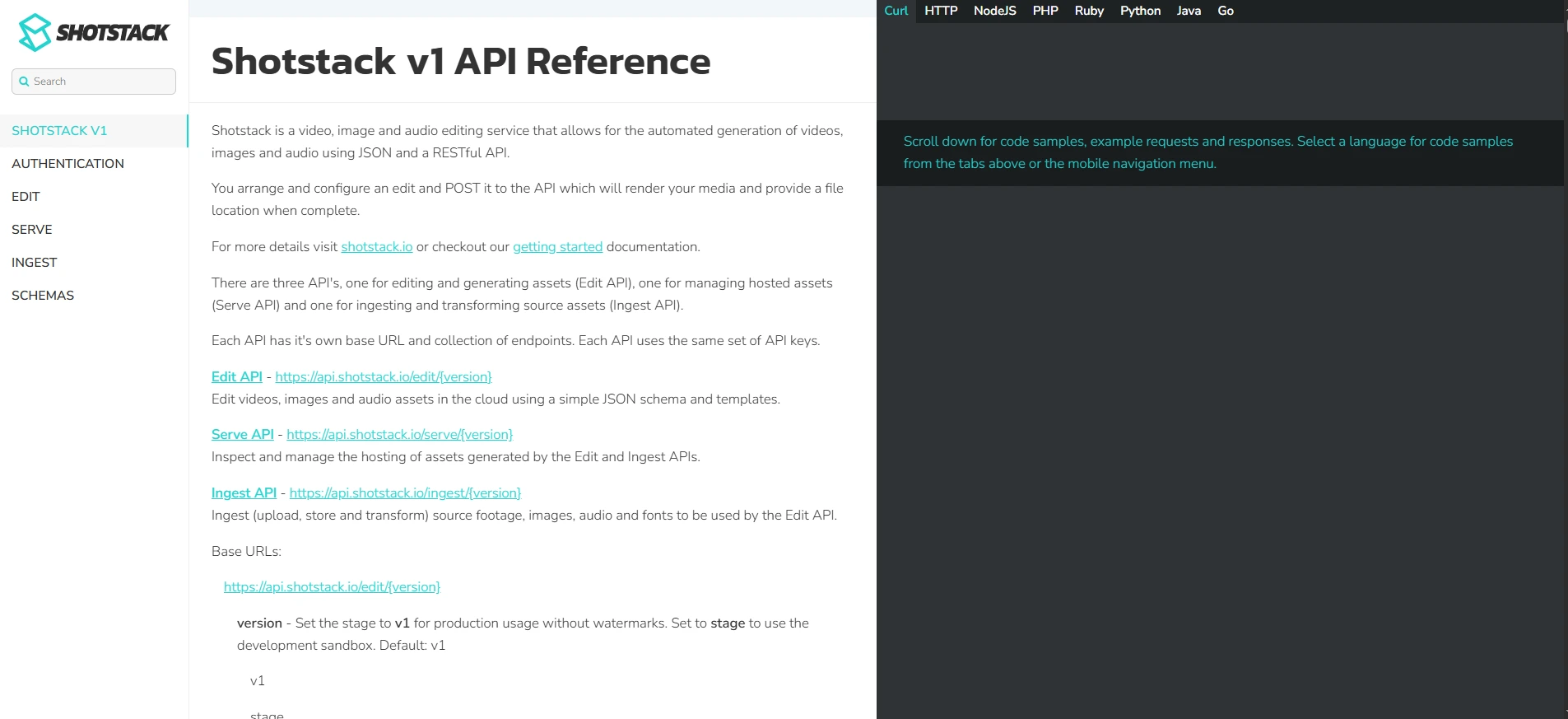 Shotstack API doc
