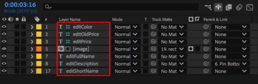 parametrize layers in after effects
