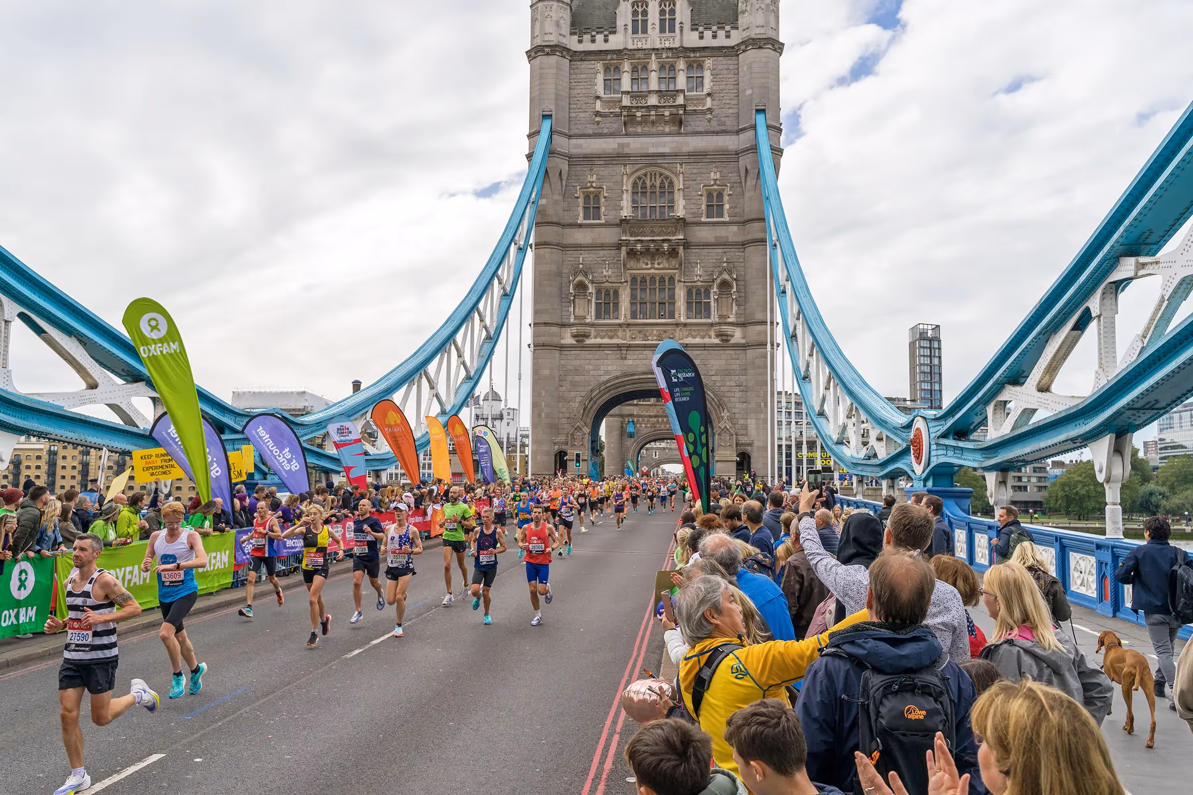 Marathon runners on Tower Bridge