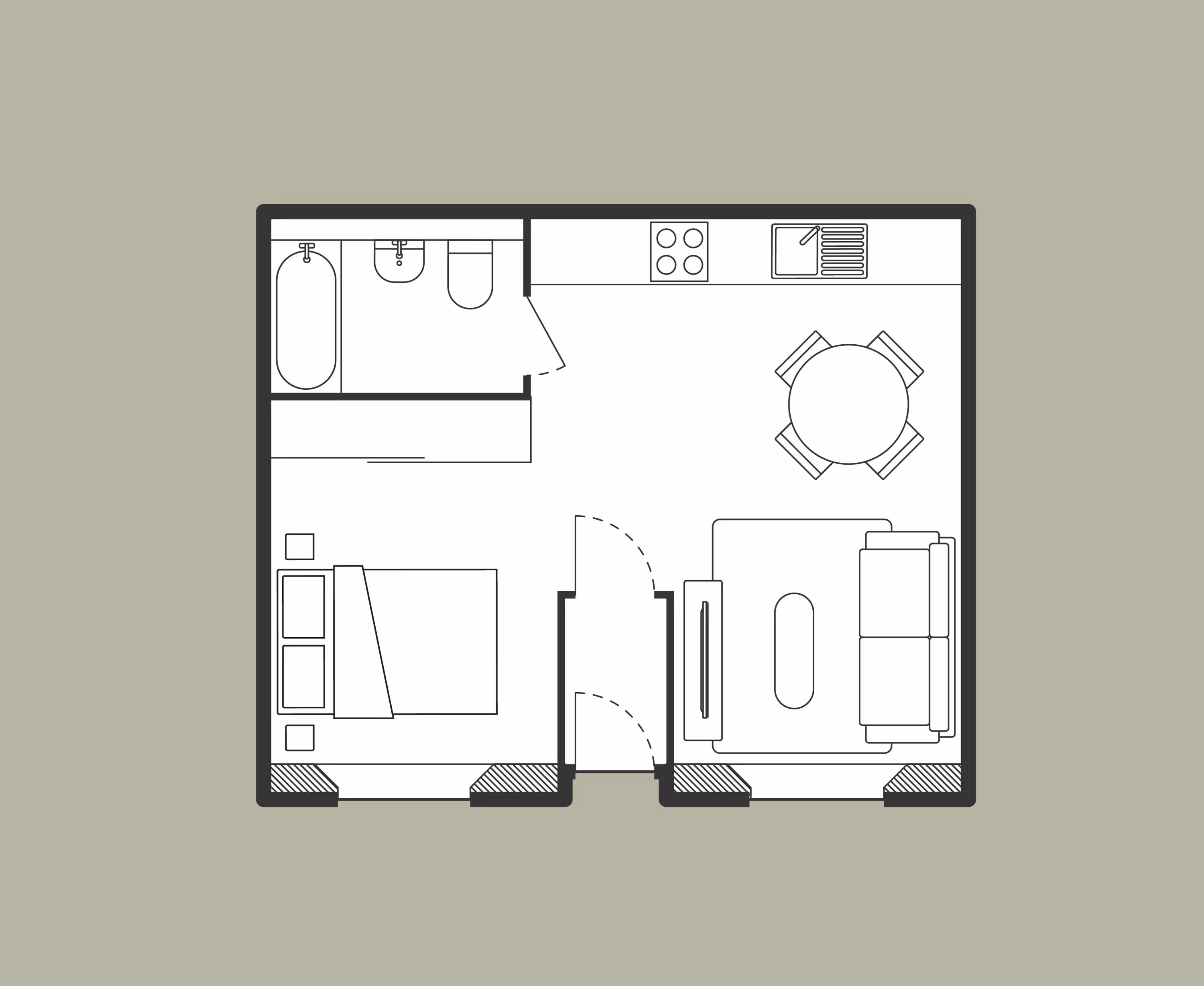 Example Studio Apartment Floorplan