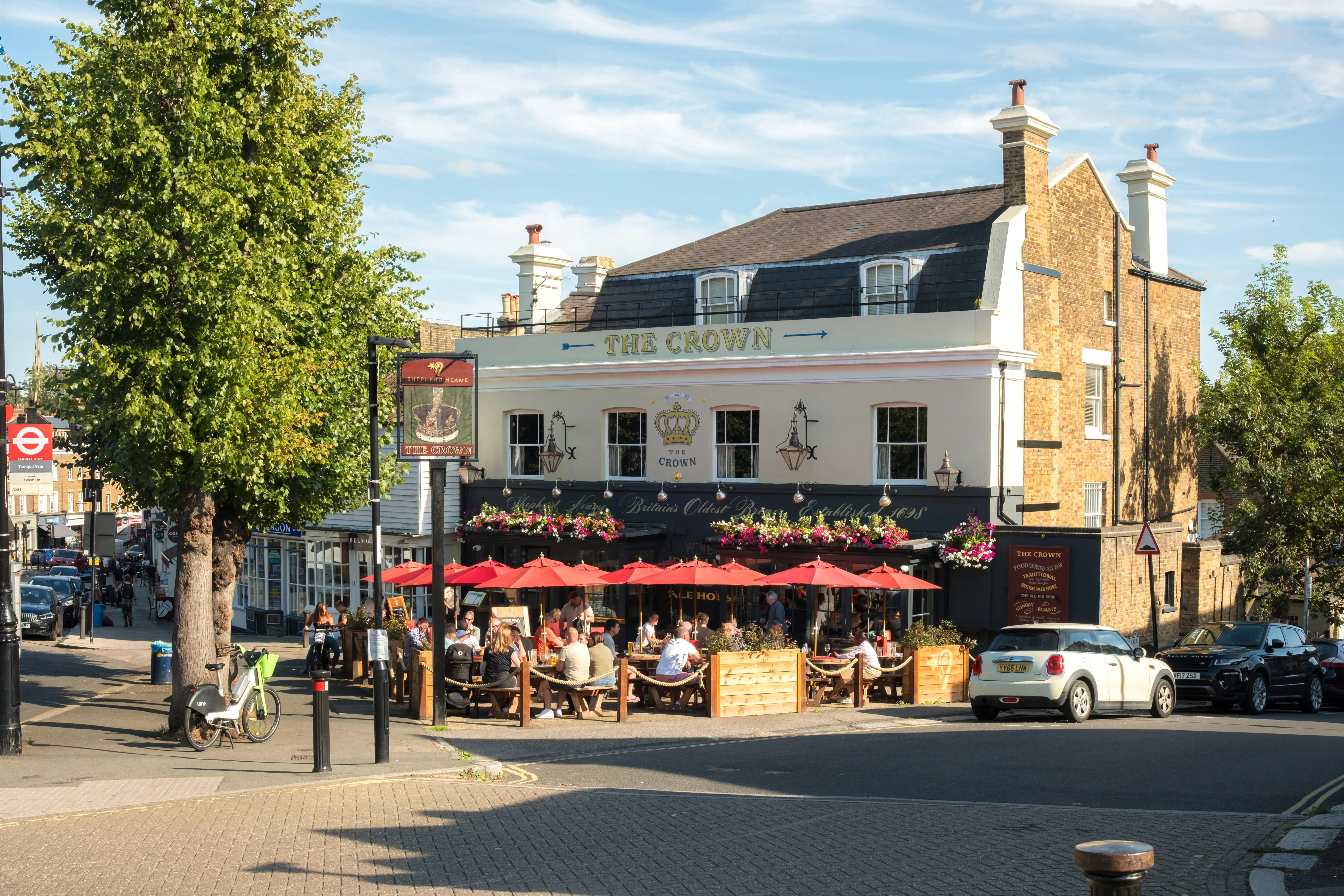 The Crown Pub gets the evening sun in the summer