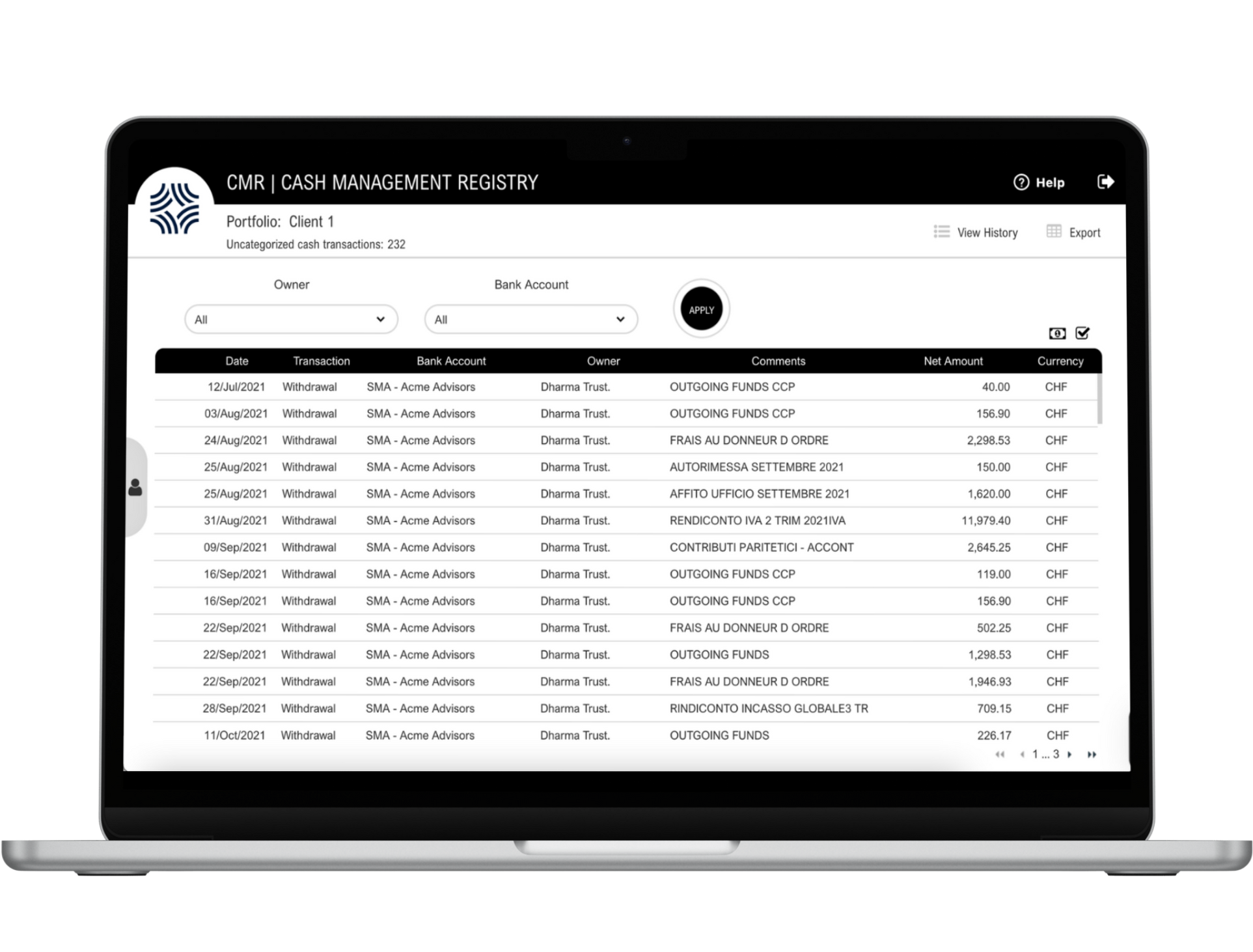 Cash flow auditability and transaction accuracy