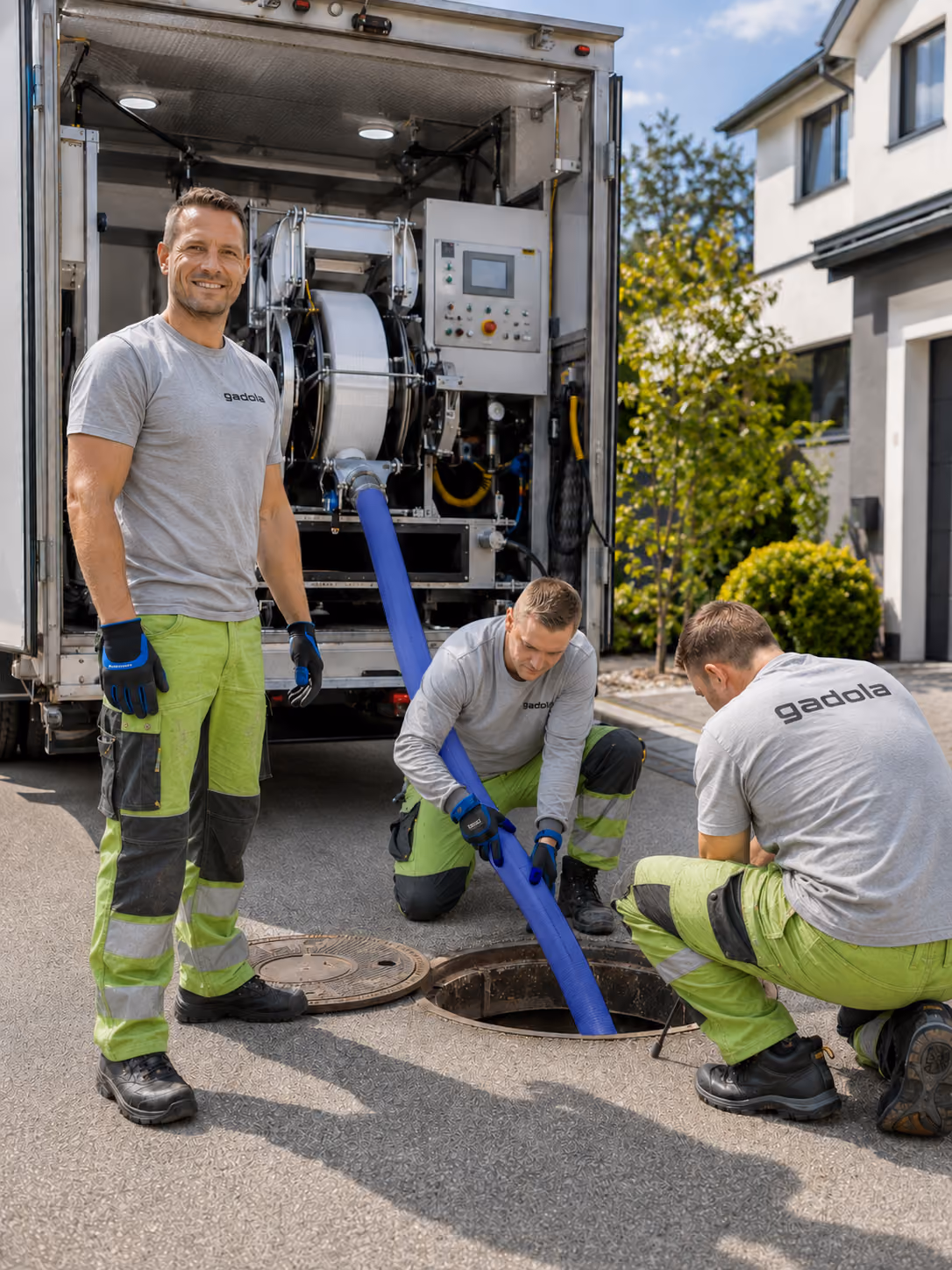 Gadola Team bei Inliner-Rohrsanierung vor Ort