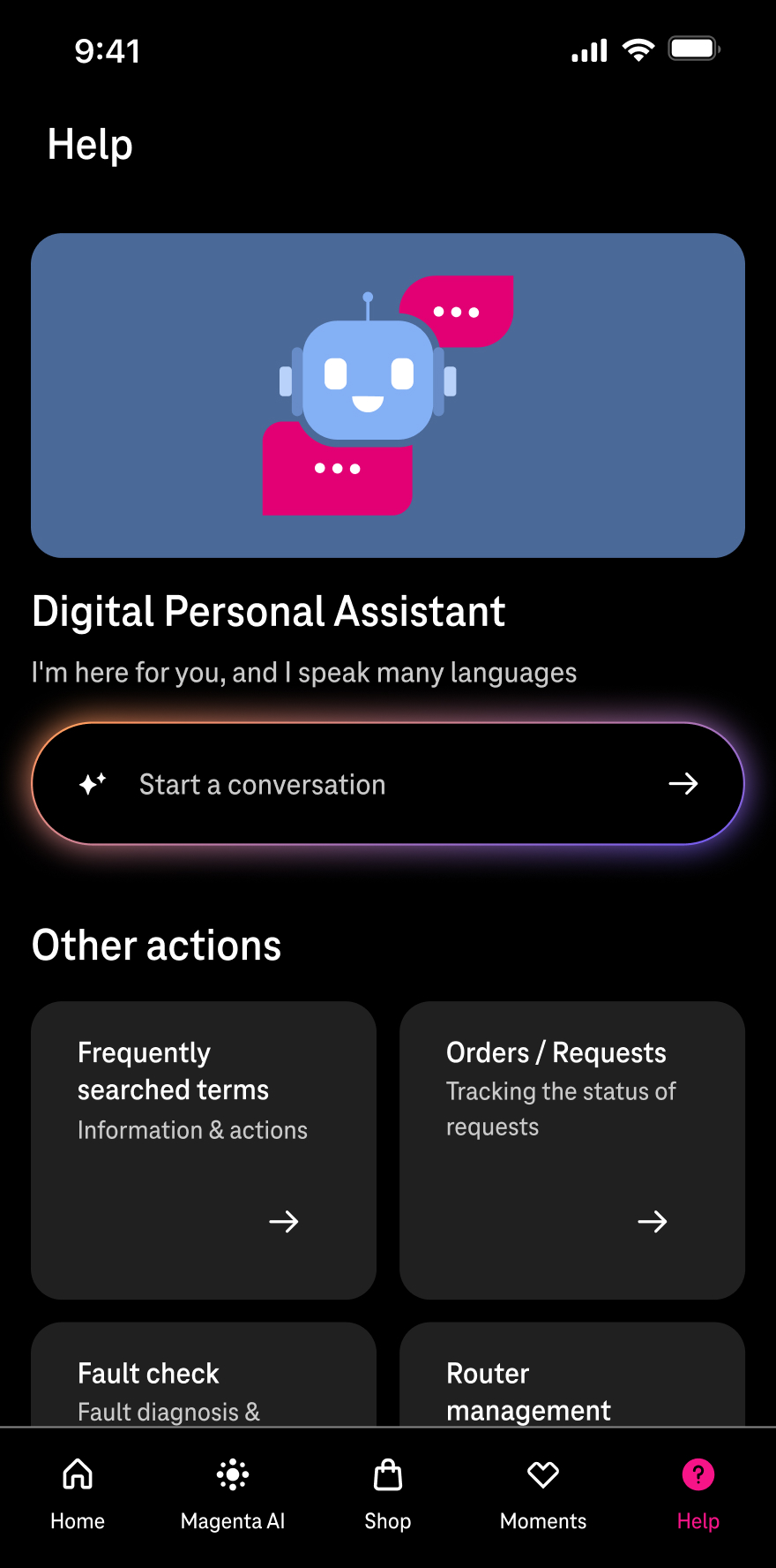Telekom App help page