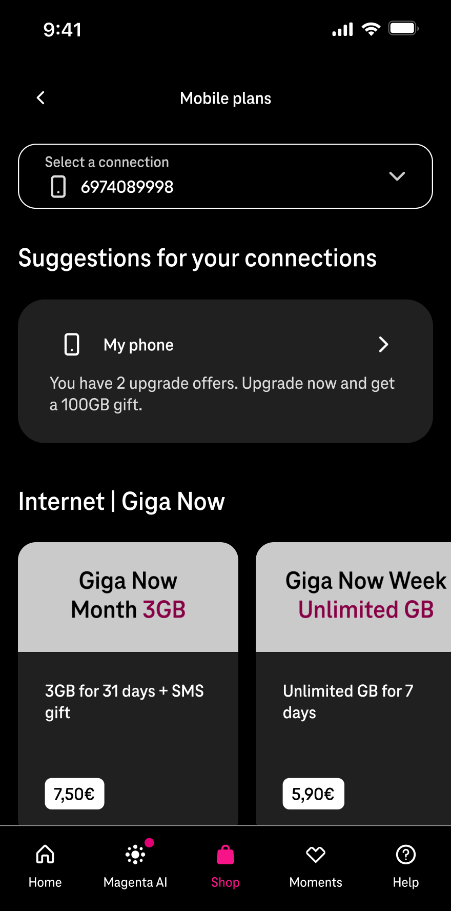 Telekom App shop page