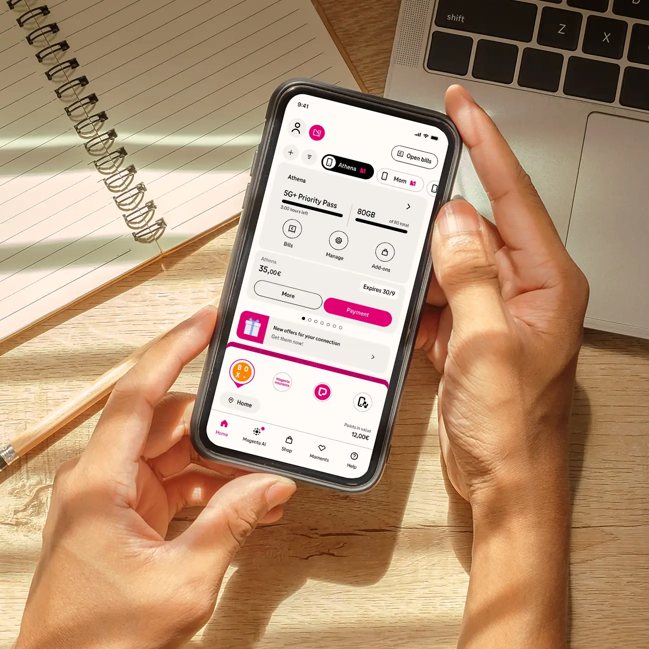 Telekom mobile app homepage