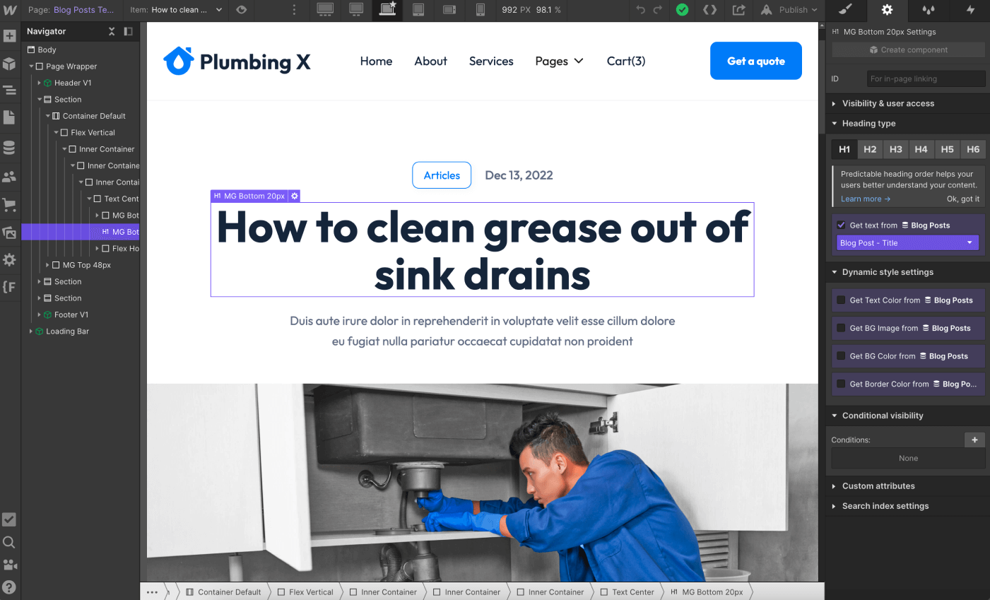 CMS Page - Plumbing X Webflow Template