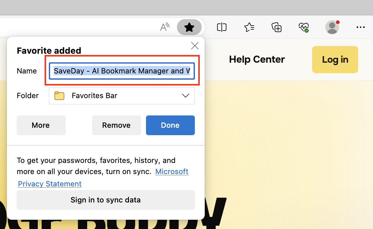 Rename Microsoft Edge bookmarks 