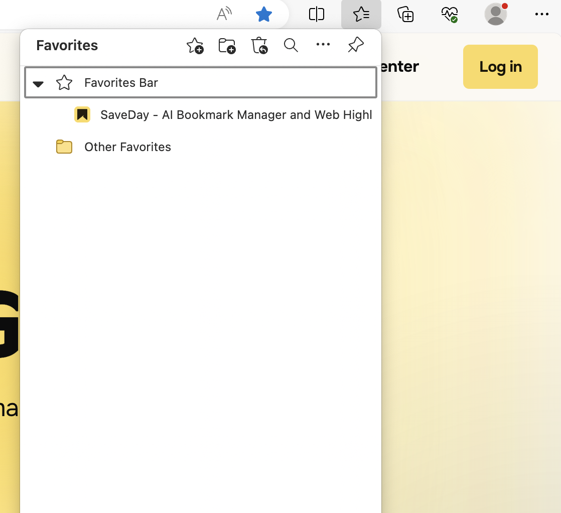 How to find bookmarks in Edge - Favorites bar