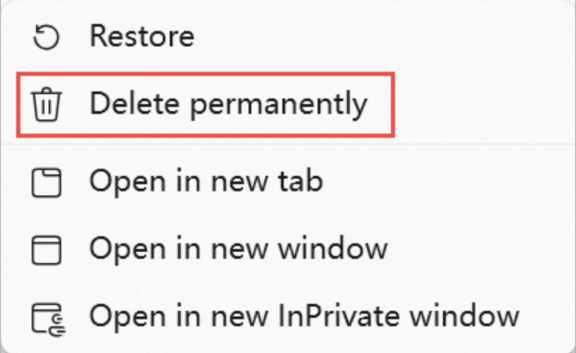 How to delete permanently bookmarks on Edge