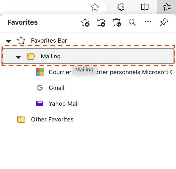 Choose a folder in Edge to delete bookmarks