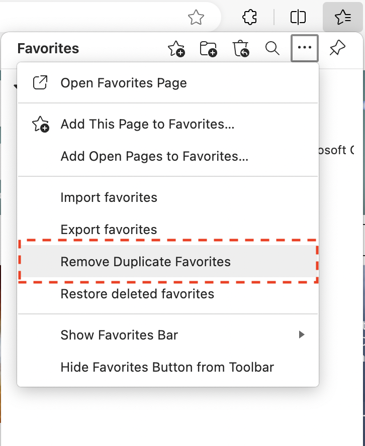 How to remove duplicate favorites in Edge