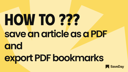 how to save an article as a PDF and export PDF bookmarks