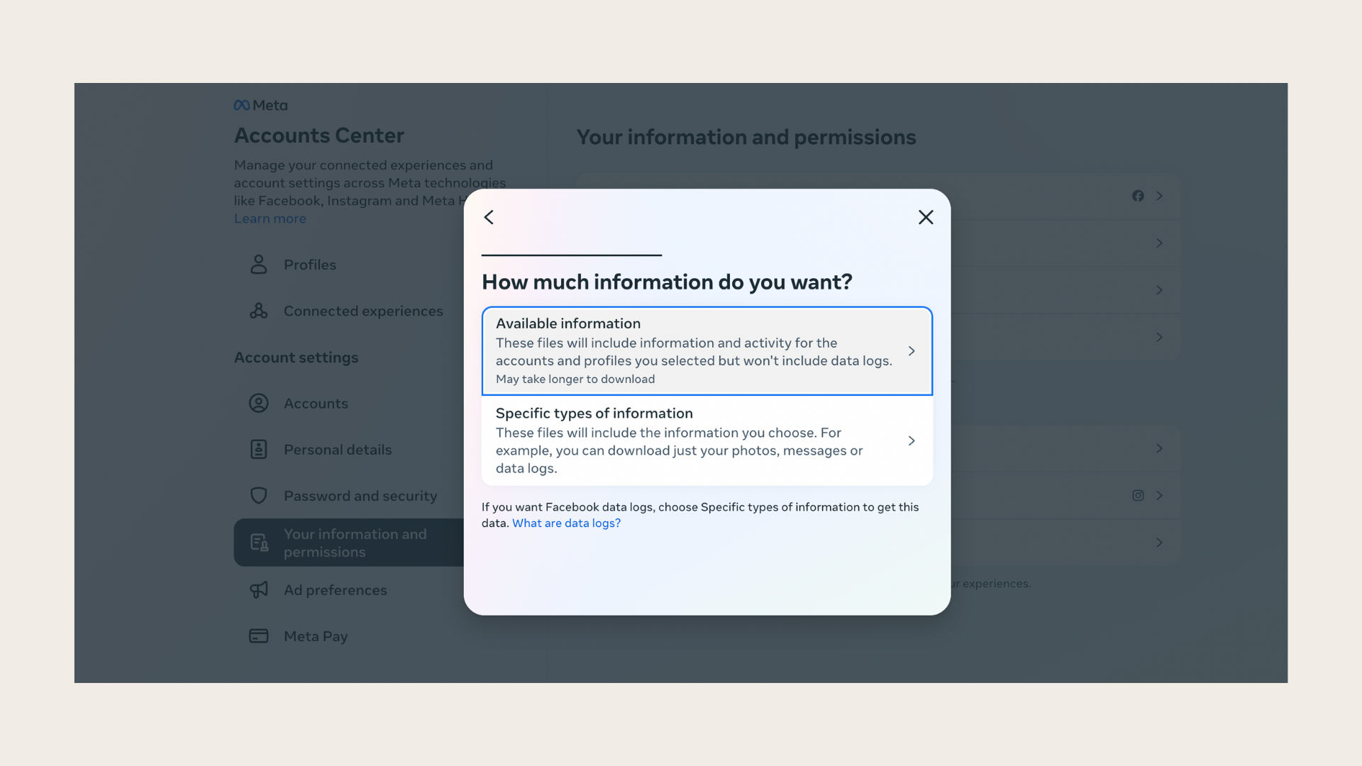  Decide on the amount of information you want to download