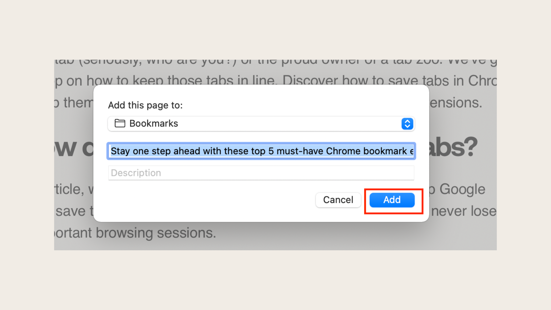 how to add a website to bookmarks on mac