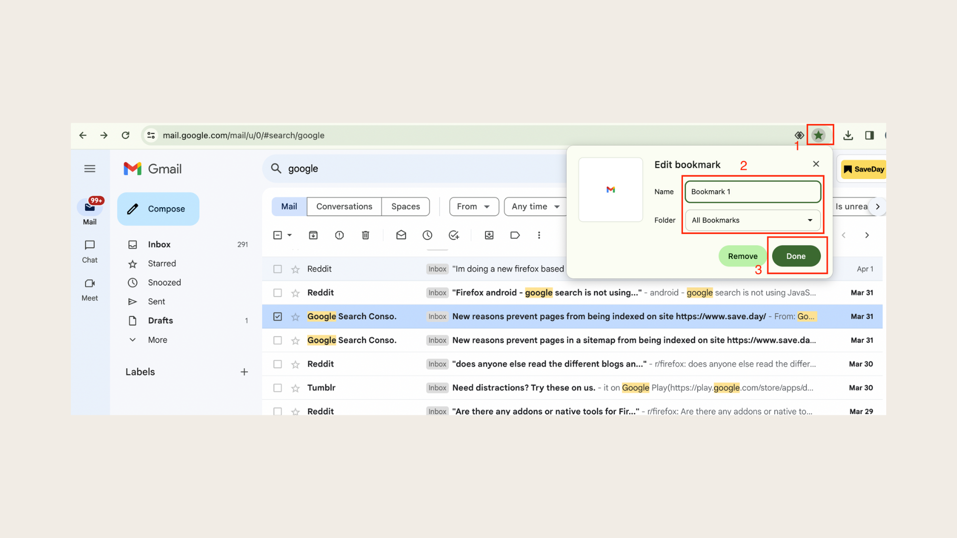 Learn hơw Gmail import bookmarks and add bookmarks