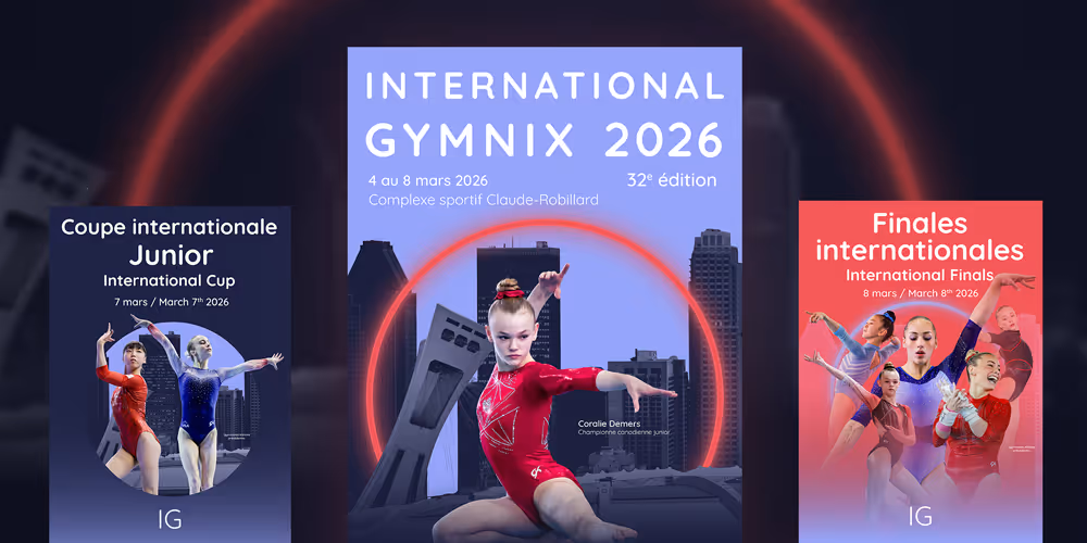 Affiche officiel pour l'international Gymnix 2026, qui avait lieu à Montréal.