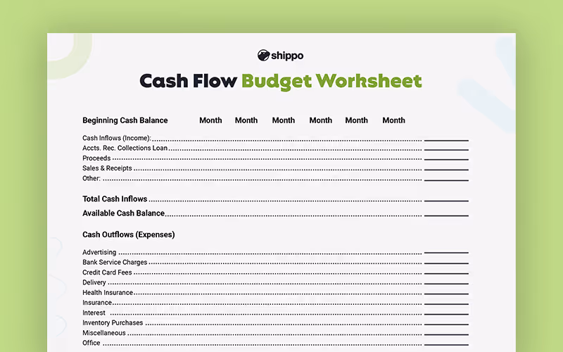 Cash Flow Worksheet