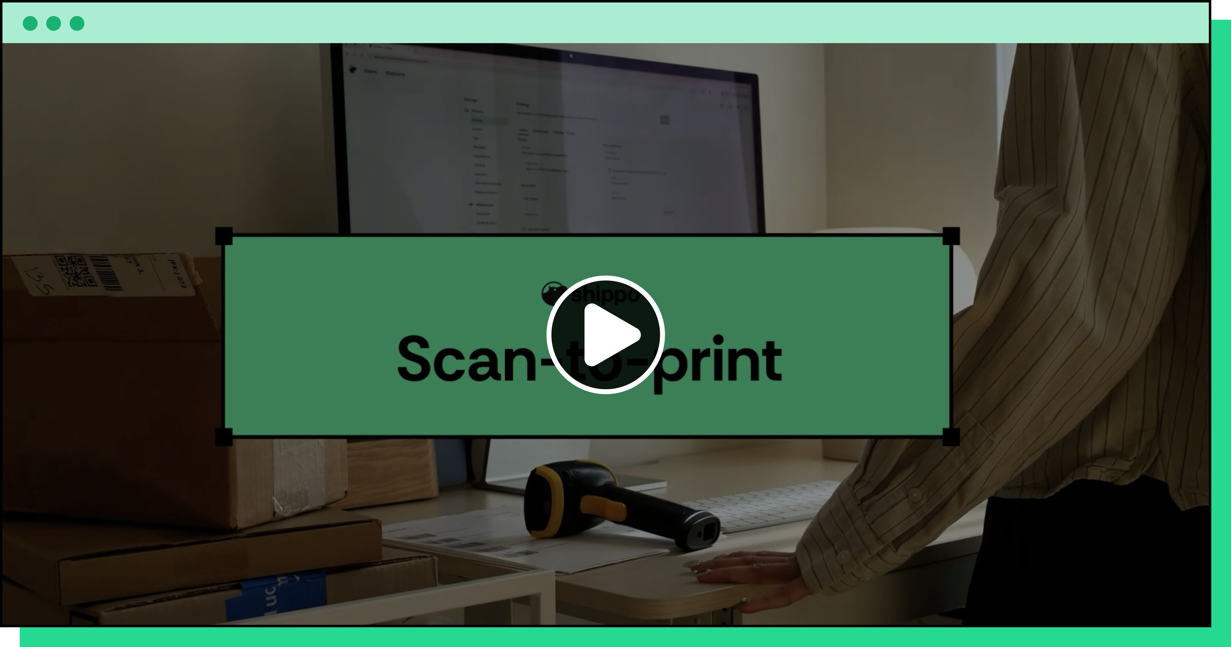 Video: Shippo scan-to-print pulls up the order and prints the label from one barcode scan