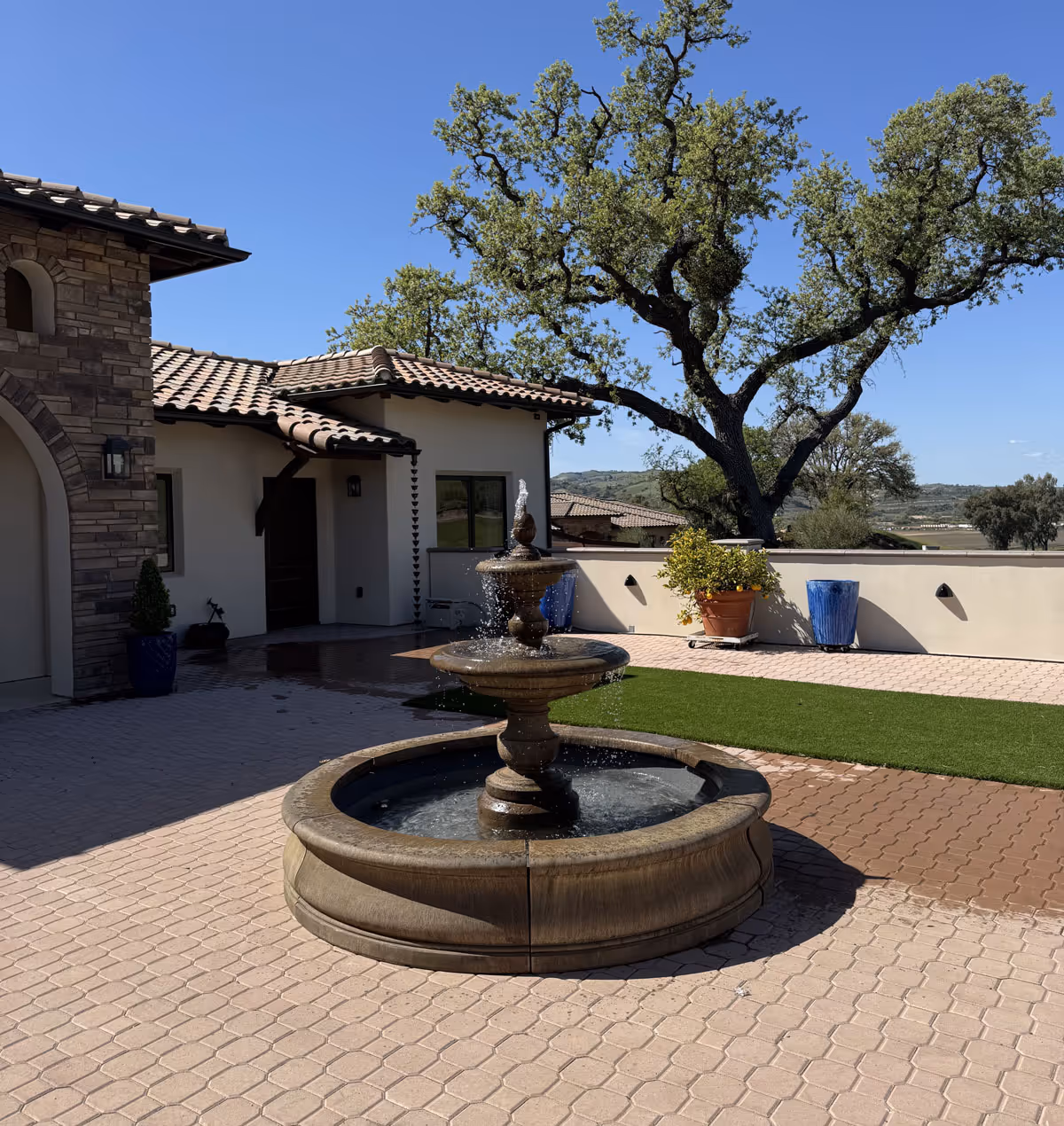 An outdoor area with chairs and tables for a business.