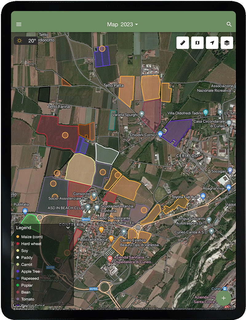 Affichage des parcelles agricoles sur une carte via app - xFarm