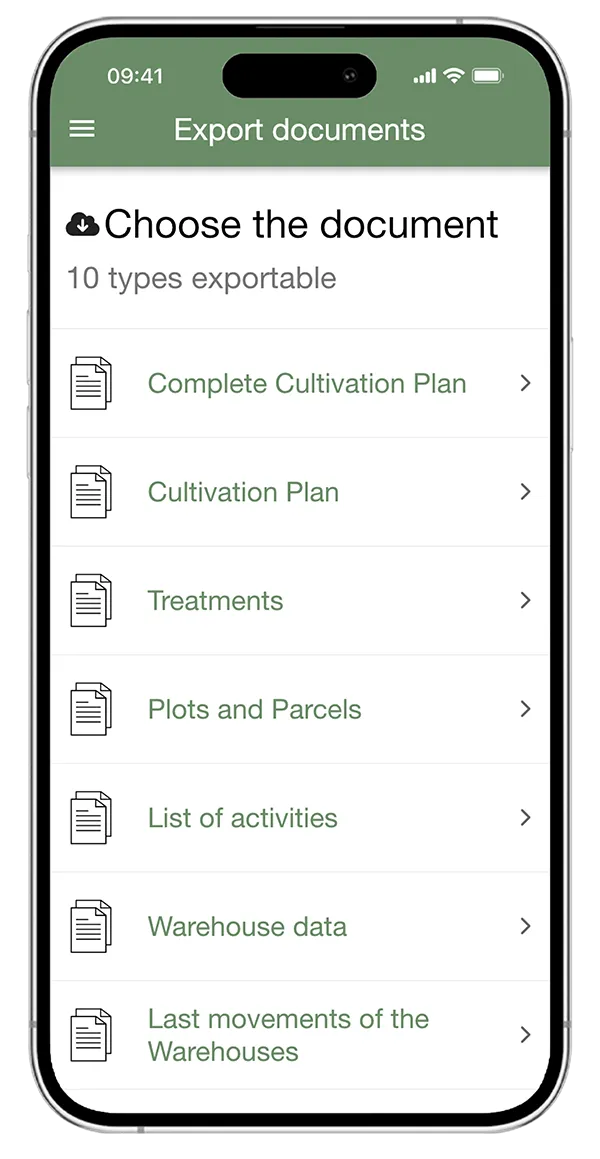 Exportation de documents agricoles - xFarm
