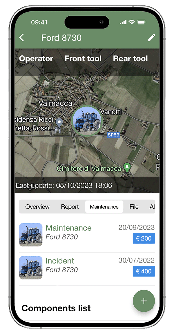 Programación del mantenimiento de la maquinaria agrícola mediante app