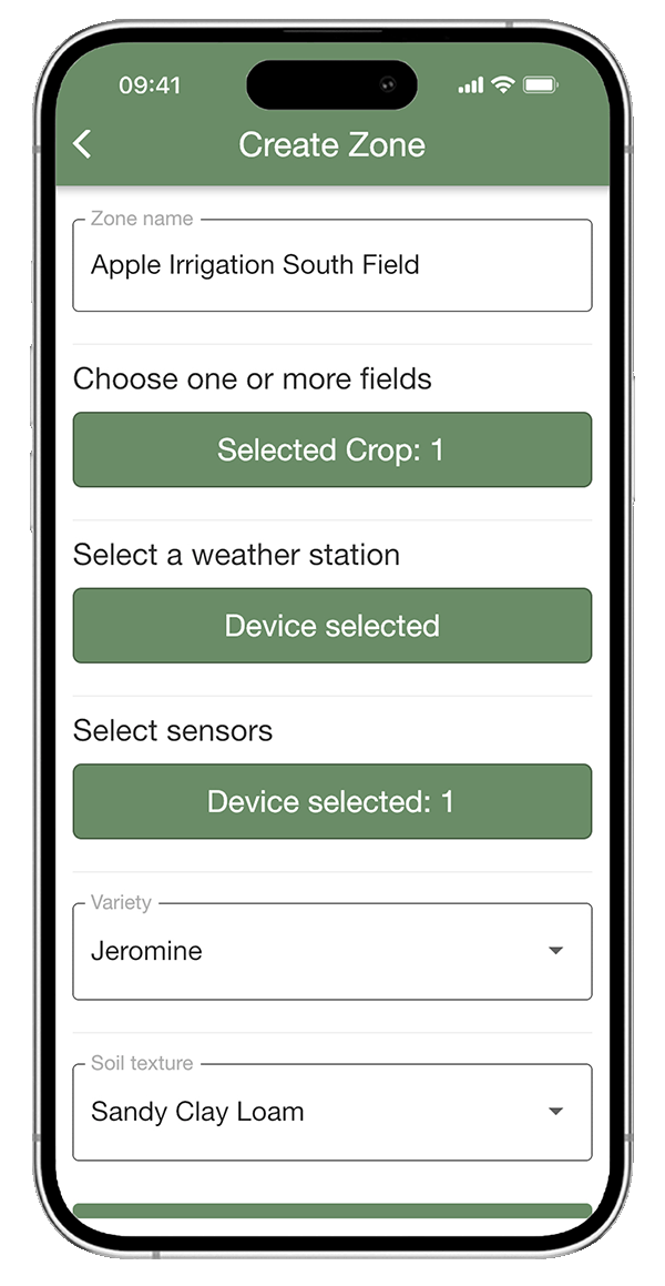 Steuerung der Bewässerung über die xFarm App - Smartphone