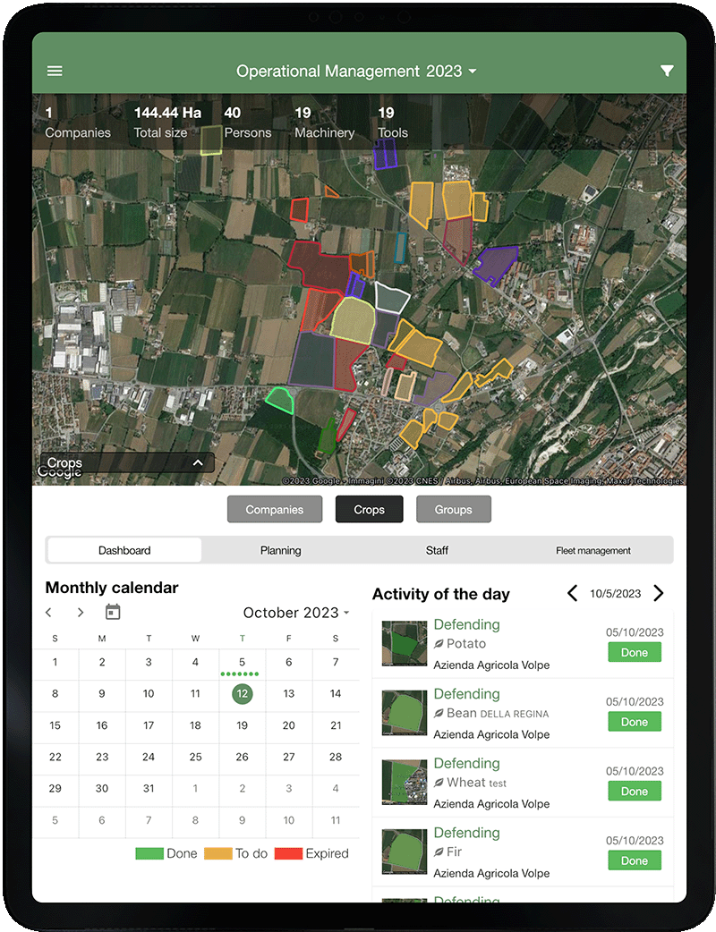 App gestión agrícola xFarm - tablet