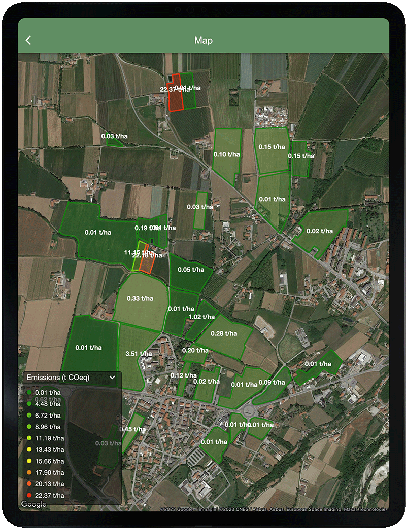 App sostenibilidad agrícola xFarm - tablet