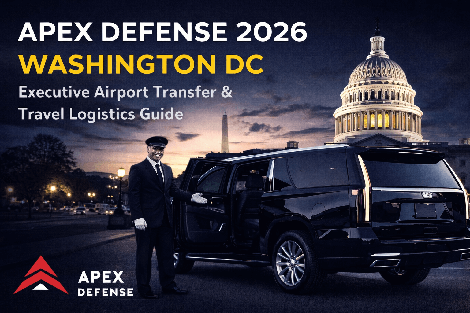 Delegates arriving at a defense industry conference venue with professional chauffeured transportation service