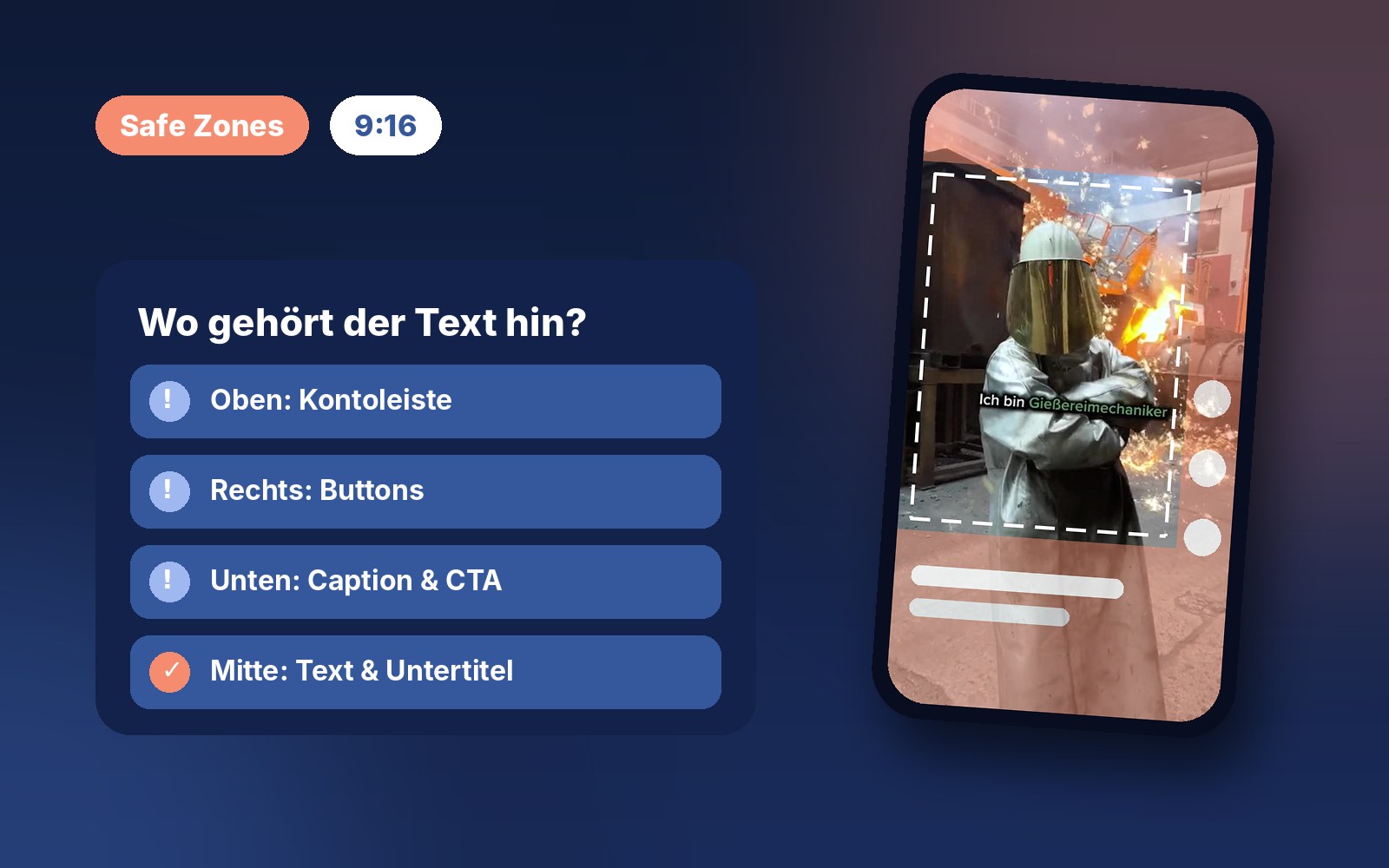 Safe Zones im Hochformat: So platzieren Sie Text in TikTok, Reels und Shorts