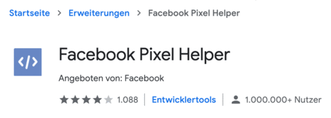 Erweiterung Facebook Pixel Helper